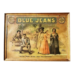 Antique Blue Jeans Poster Great Patina Denim Old New York Play Advertisement