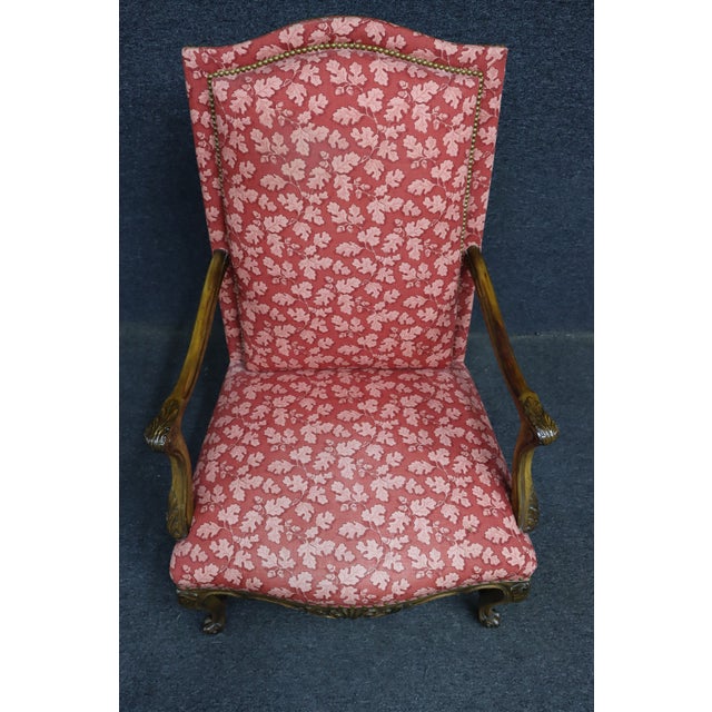 French Louis XV Style Open Armchair With Carved Wood Frame Time Period: For Sale - Image 12 of 12