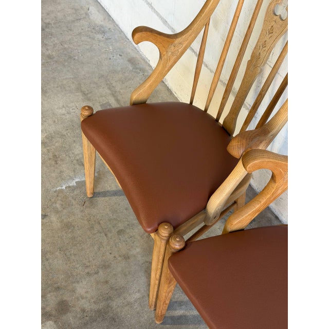 Oak Wood Armchairs Sculptural Accent Chairs Denmark Set of 2 1960s For Sale - Image 10 of 11