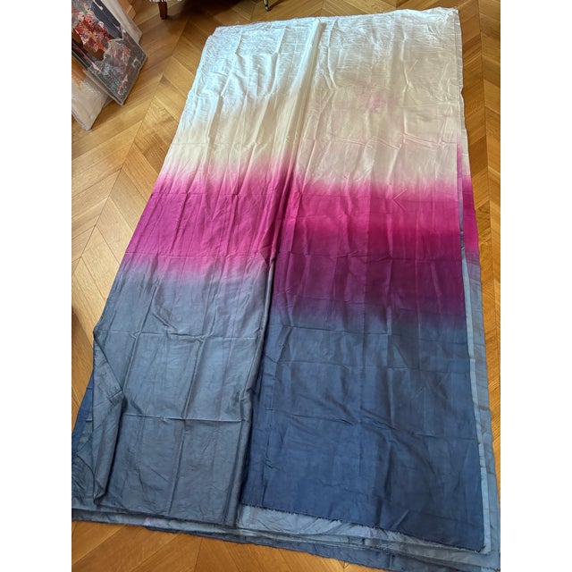 Textile Custom White, Pink & Blue Silk Dip Dye Fabric Panels- 9 Pieces For Sale - Image 7 of 7