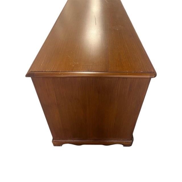 1960s American Traditional Executive Kneehole Desk With File Drawer, Solid Wood For Sale - Image 10 of 12