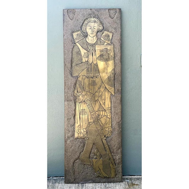Exhibiting grand historical scale and intricate Gothic Revival artistry, this monumental vintage wall panel features a...