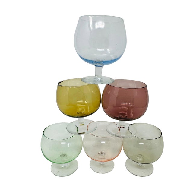 Mid-Century Modern Mid-Century Modern Harlequin Miniature Brandy Snifters - Set of 6 For Sale - Image 3 of 9