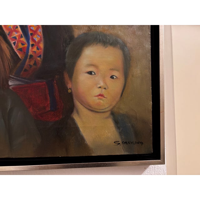 1970s S Prayung, H S T Group of Hmong Children, 1970s, Oil Painting on Canvas, Framed For Sale - Image 5 of 10