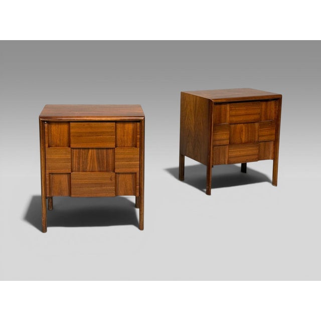 Edmund Spence, Swedish Mid-Century Modern, Sculptural Nightstands or Bedside Tables, Walnut, Sweden, 1950s Pair of...