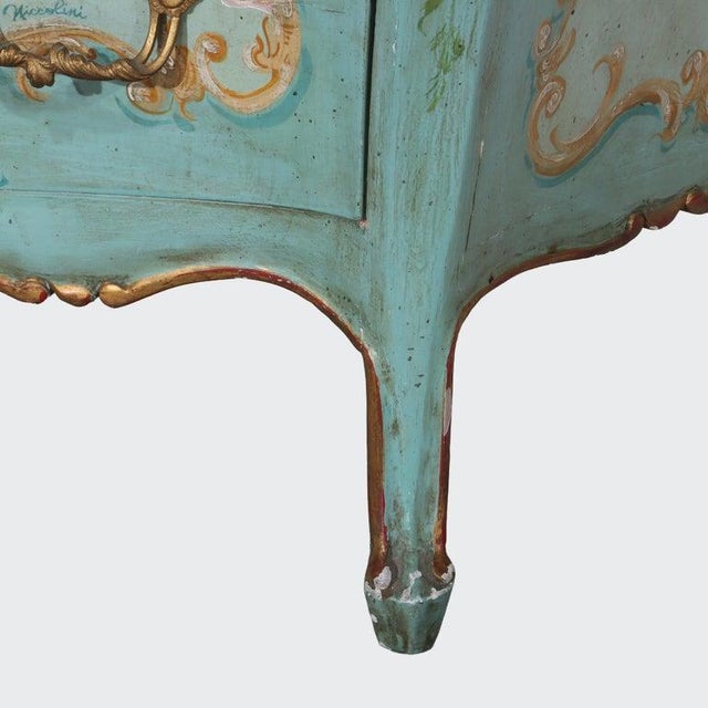 Rococo Niccolini Venetian Rococo Hand Painted Bombay Secretary Desk Signed 20thC For Sale - Image 3 of 18