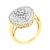 Haus of Brilliance 10K Yellow Gold 1.0 Cttw Round and Baguette Cut Diamond Oval Shaped Cluster Ring - Size 6 For Sale - Image 4 of 7