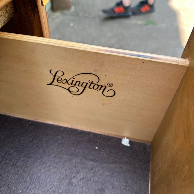 Lexington Campaign Style Pecan and Brass Dry Bar For Sale - Image 12 of 12