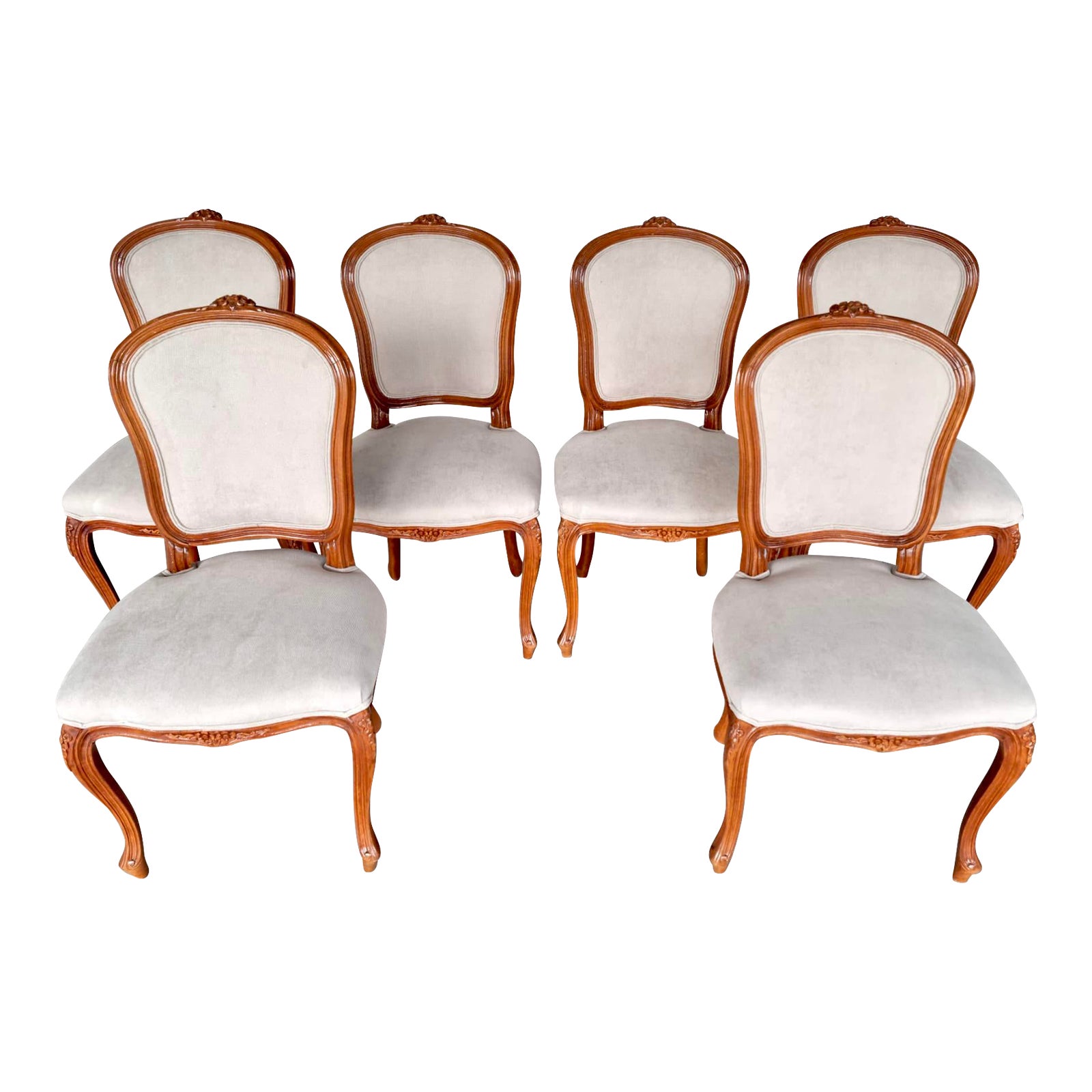 Vintage Reupholstered French Louis XV Style Dining Chairs Set of 6 Chairish