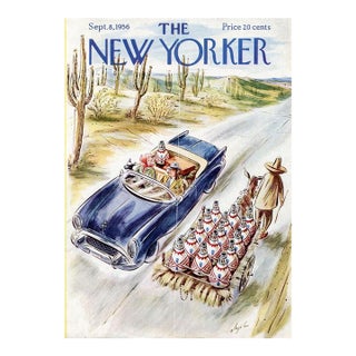 1956 Vintage New Yorker Magazine Cover, September 8, Constantin Alajalov Cover Art, Vacation, Mexico For Sale