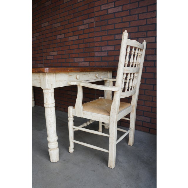Rustic Farmhouse Dining Table and Pair of Arm Chairs For Sale - Image 6 of 17