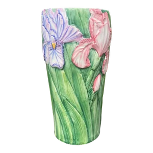 Italian Majolica Iris Vase