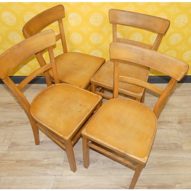 Beige Vintage Kitchen Chairs in Wood, Set of 4 For Sale - Image 8 of 11