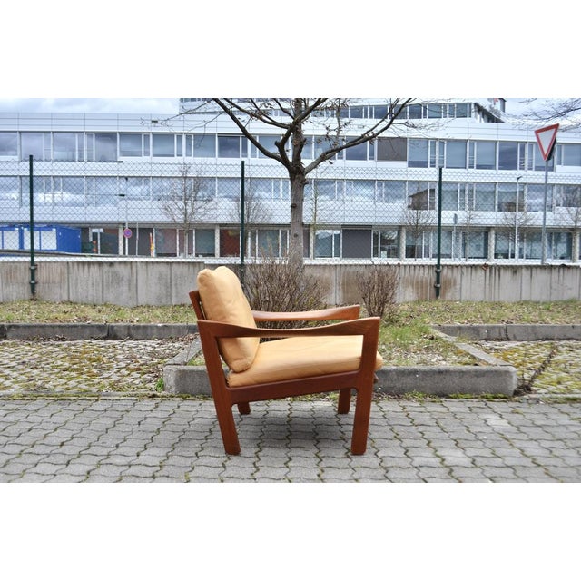 Ocher Leather & Teak Easy Armchair by Niels Eilersen for Illum Wikkelsø, 1960s For Sale - Image 18 of 18