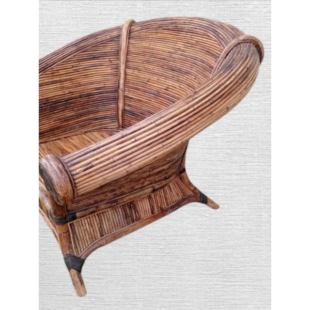1970s Vintage Pencil Reed Bamboo Vivai Del Sud Island Coastal Regency Lounge Club Chair For Sale - Image 5 of 8