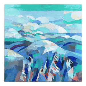 Curves - Cool Tone Abstract Nature Landscape Textural Impasto Painting Original Artwork by Dana Cowie