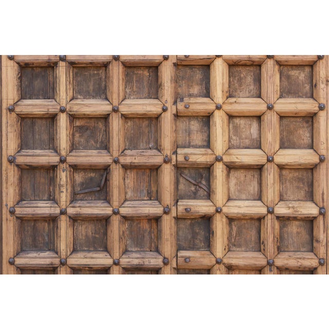 Early 1800's Jaisalmer Carved Teak Doors For Sale - Image 4 of 11