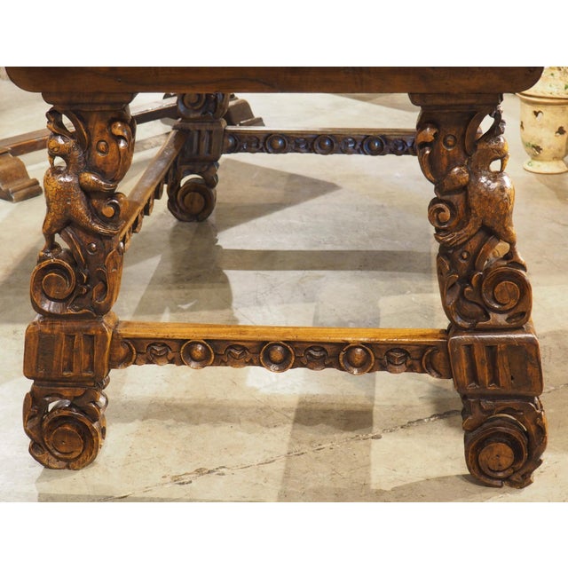Large 19th C. Italian Renaissance Revival Carved Walnut Fratino Center Table For Sale - Image 17 of 18