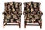Late 20th Century Black Floral Chinoiserie Wingback Armchairs — A Pair For Sale