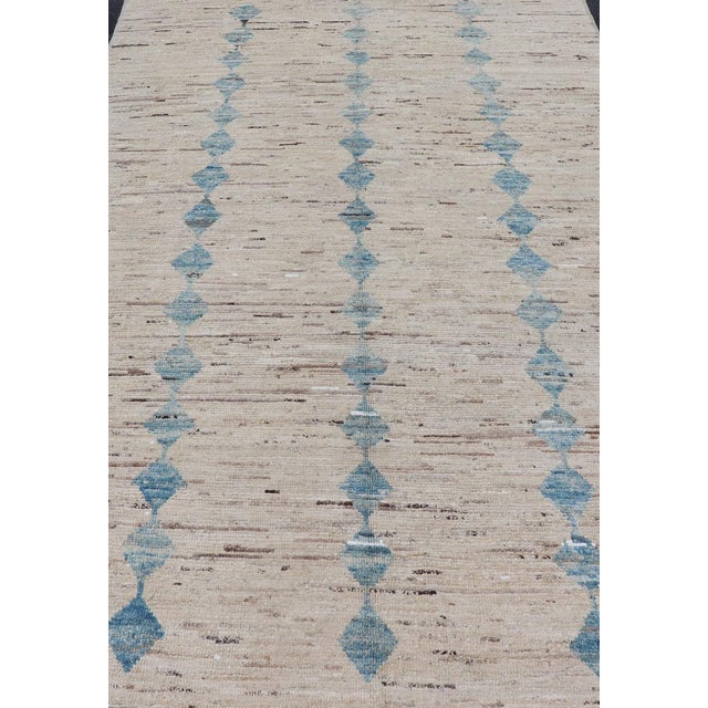 Tribal Modern Rug by Keivan Woven Arts, Cream & Lt Blue 5'9 X 9'3 For Sale - Image 4 of 13