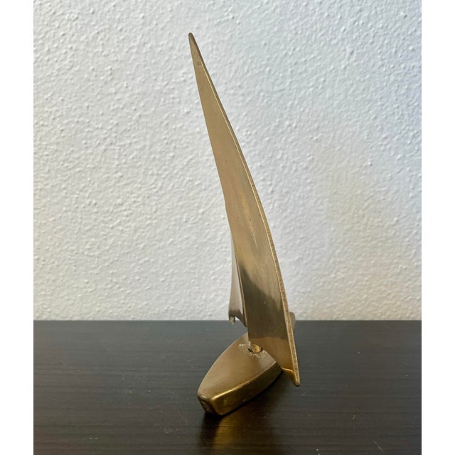Mid-Century Modern Vintage Mid-Century Brass Sailboat Sculpture For Sale - Image 3 of 11