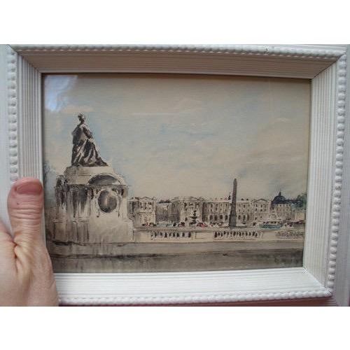 French Country Vintage Guy De Neyrac Framed Print Set 1950s Paris France Place De La Concorde - a Pair For Sale - Image 3 of 6