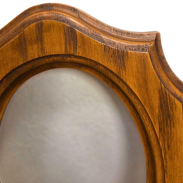 Brown Vintage Wooden Oval Picture Frame With Octagonal Shape | Frosted Glass| For Sale - Image 8 of 10