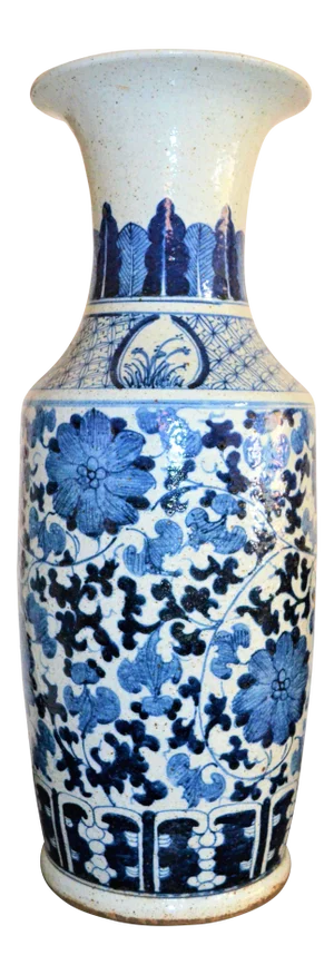 Contemporary Blue and White Chinese Porcelain Floral Vase