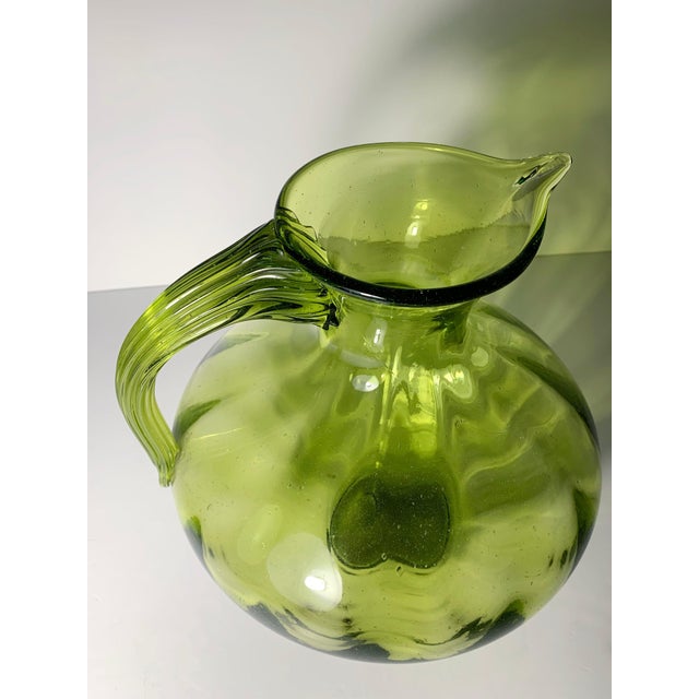 Large Blenko Optic Chartreuse Glass Pitcher Vase by Winslow Anderson For Sale In Chicago - Image 6 of 7