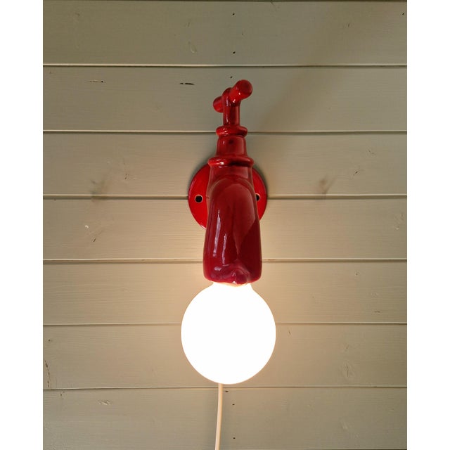 Ceramic Vintage Red Ceramic Wall Light, 1970s For Sale - Image 7 of 12