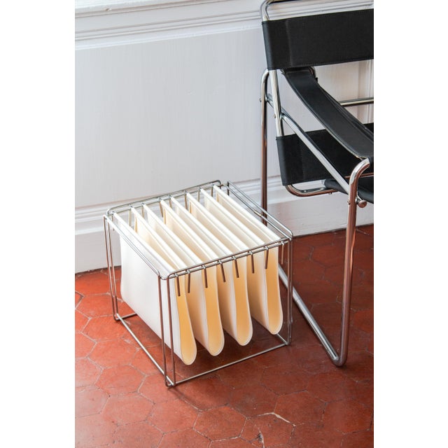 Vintage Isocèle Magazine Rack in Chromed Steel and Beige Imitation Leather by Max Sauze for Arrow, France, 1970s For Sale - Image 4 of 18