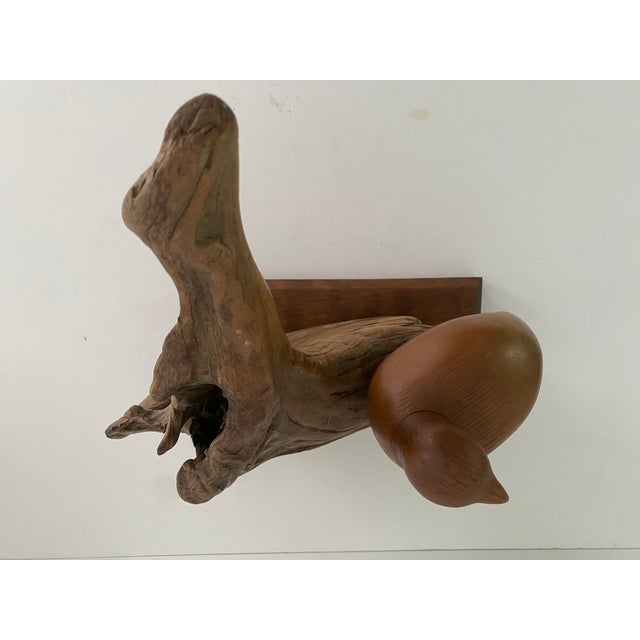 Mid-Century Modern Carved Bird on Driftwood For Sale - Image 9 of 11