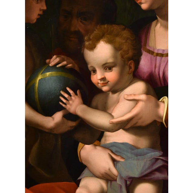 Agnolo di Cosimo alias Il Bronzino, Holy Family with Madonna & St John, 1550s, Oil on Panel For Sale - Image 4 of 18