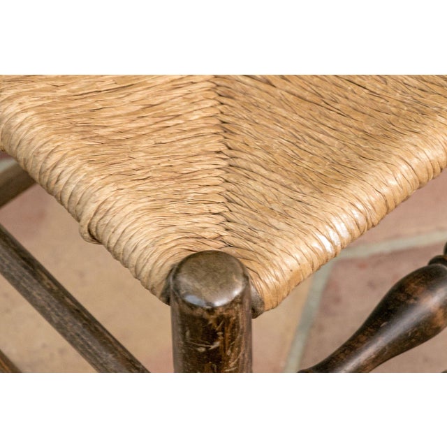 Wood Antique Rush Seat Ladder Back Side Chairs—A Pair For Sale - Image 7 of 11