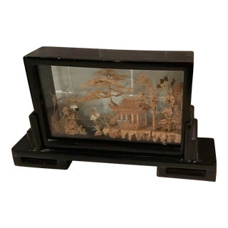 1940s Chinese San You Miniature Diorama Carved Cork Bucolic Scene For Sale