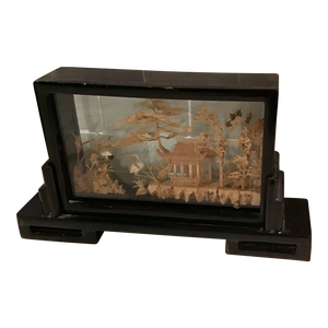 1940s Chinese San You Miniature Diorama Carved Cork Bucolic Scene