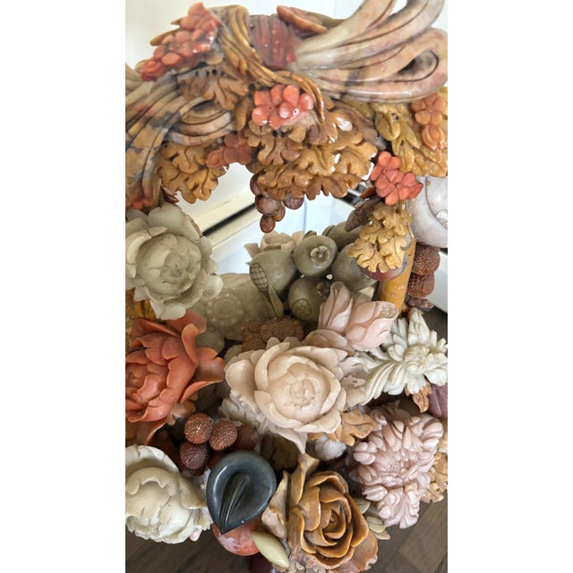 Monumental 31-Inch Chinese Hand-Carved Soapstone Basket Of Abundance Sculpture Elevate your fine art collection with a...