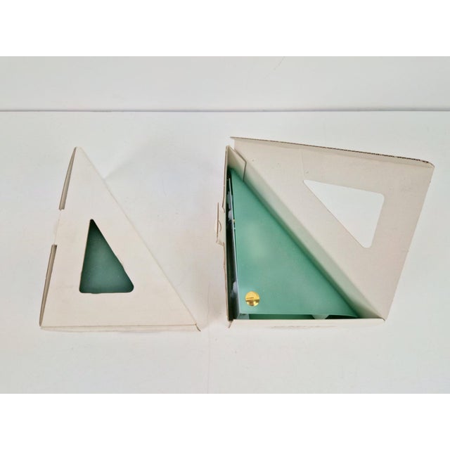 Vintage Triangular Conical Wall Sconces in Green Frosted Glass from Lumal-It, 1990s, Set of 2 For Sale - Image 14 of 16