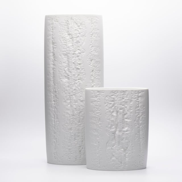 White Bisque Porcelain Vases by Martin Freyer for Rosenthal, 1975, Set of 2 For Sale - Image 13 of 13