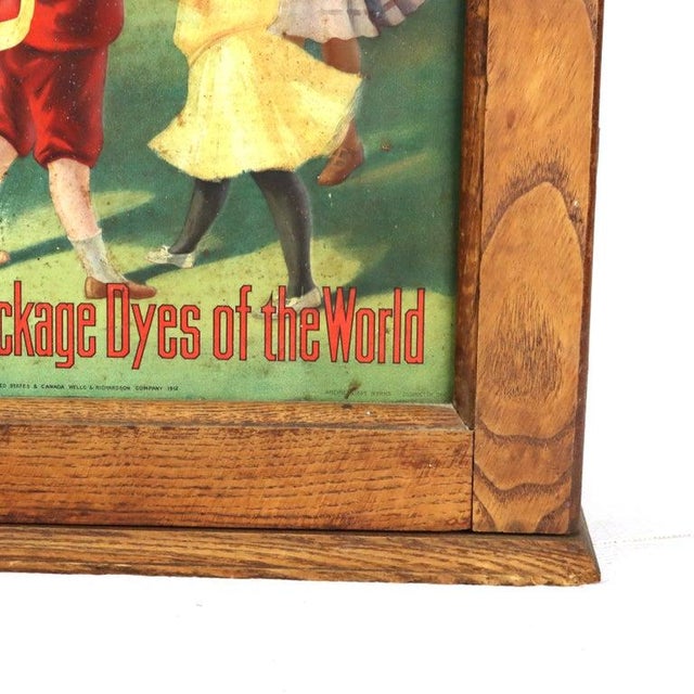 1910s Antique Wells & Richardson Co. Diamond Dye Oak & Embossed Country Store Cabinet For Sale - Image 5 of 15