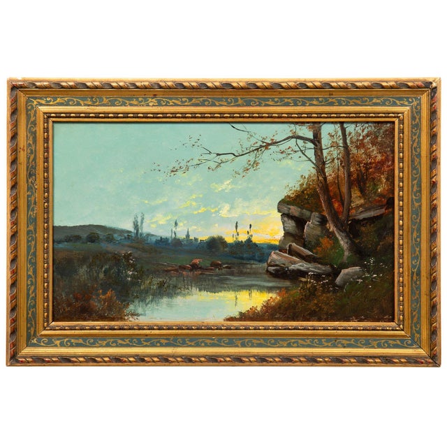 JEAN BAIN French, 1883-1963 Evening Landscape Oil on panel | signed J. Bain lower right | housed in a lovely early custom...