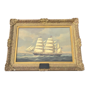 1970s Original Salvatore Colacicco Sailing Ship Hudson Seascape Oil Painting