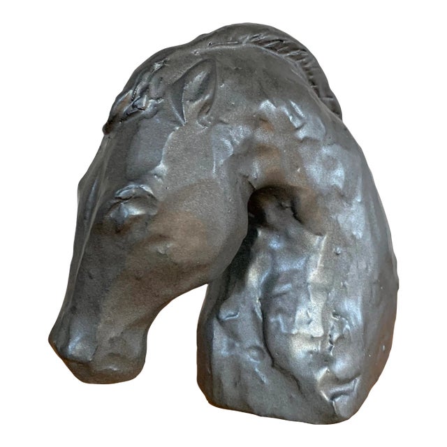 Horse Head Black, Ceramic, Stoneware For Sale