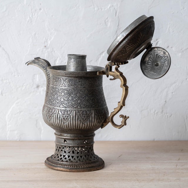 Late 19th Century Islamic Tinned-Copper Coffee Pot With Brass Handle, c.1880 For Sale - Image 5 of 15