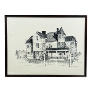1970s Original Pen & Ink Rendering of Seattle’s Historic Ward-Heintz House