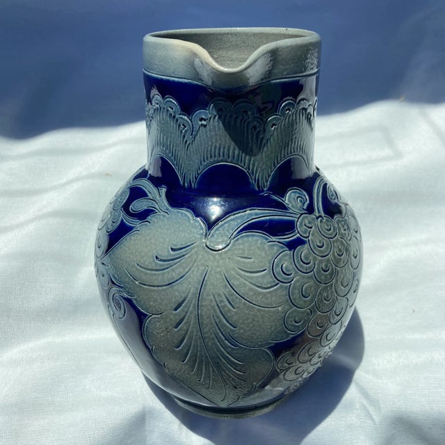 1990s 1990s Cobalt Blue Pottery Pitcher For Sale - Image 5 of 6