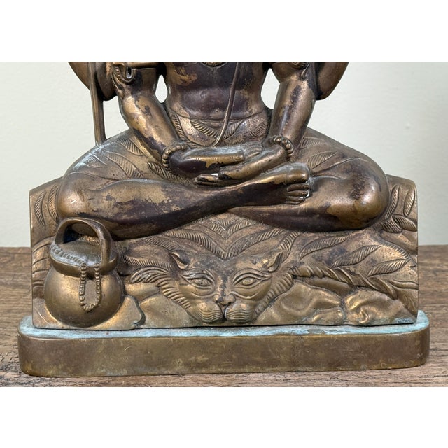 Mid 20th Century Vintage Hindu Brass Shiva Nataraja Seated Meditation Sculpture For Sale - Image 5 of 8