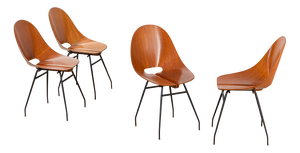 Wooden Chairs attributed to Carlo Ratti, 1950s, Set of 4