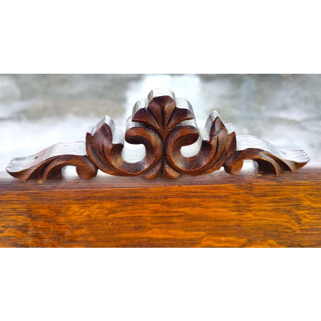 Wood Early 20th Century Baker & Co Vintage Secretary Desk Solid Tiger Oak With Bottom Drawer and Bottom Bookshelf For Sale - Image 7 of 12