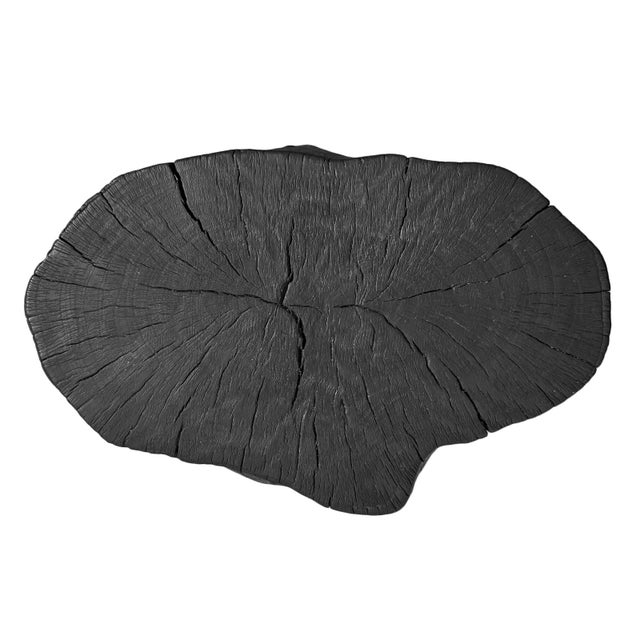 Contemporary Organic Modern Black Natural Form Stump Stool / Side Table For Sale - Image 3 of 4